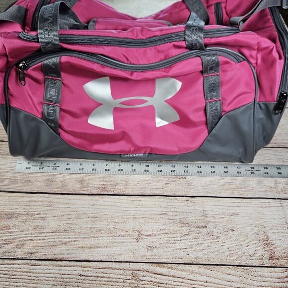 Under Armour Storm Duffel Bag Undeniable Gym Travel UA Pink & Gray - Picture 2 of 4